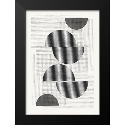 Retro Modern Black Modern Wood Framed Art Print by The Miuus Studio