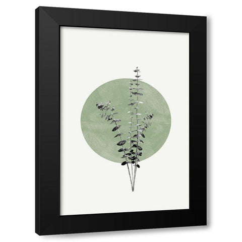 Eucalyptus and Green Moon Black Modern Wood Framed Art Print by The Miuus Studio