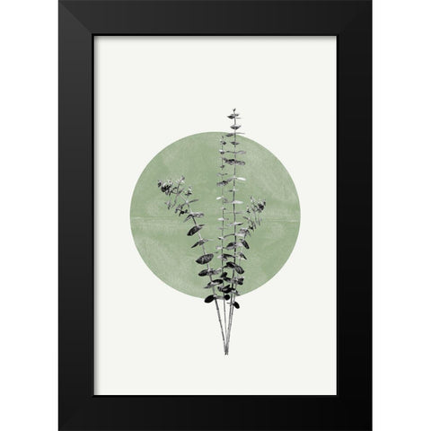 Eucalyptus and Green Moon Black Modern Wood Framed Art Print by The Miuus Studio
