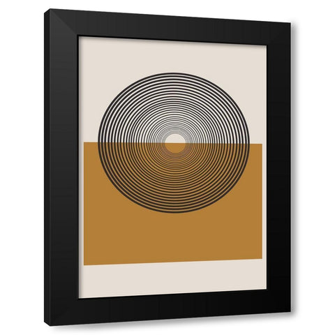 Retro Landscape Black Modern Wood Framed Art Print by The Miuus Studio
