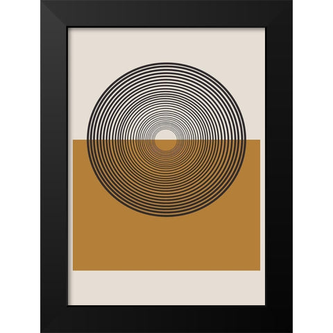 Retro Landscape Black Modern Wood Framed Art Print by The Miuus Studio