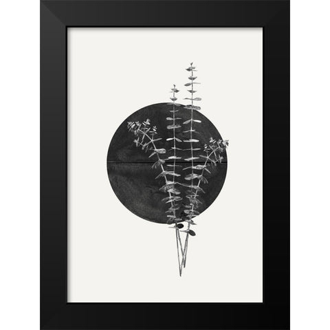 Plant and Black Sun Black Modern Wood Framed Art Print by The Miuus Studio