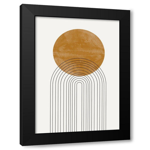 Abstract Flow No2. Black Modern Wood Framed Art Print with Double Matting by The Miuus Studio