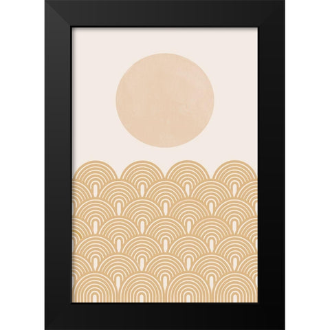 Retro Summer Black Modern Wood Framed Art Print by The Miuus Studio