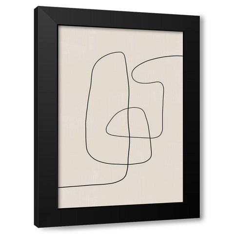 Line Art Modern Black Modern Wood Framed Art Print by The Miuus Studio