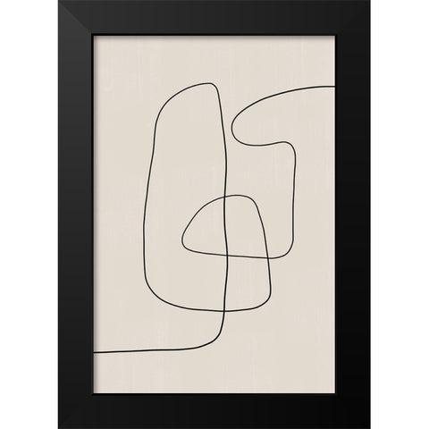 Line Art Modern Black Modern Wood Framed Art Print by The Miuus Studio