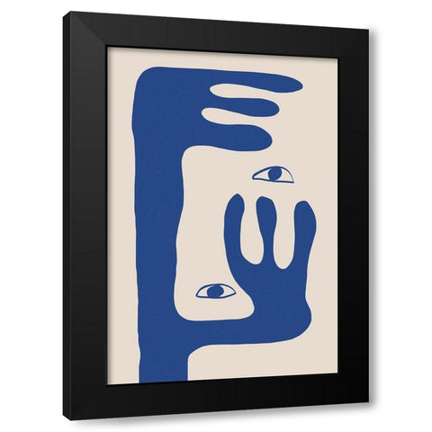 Abstract Face No1. Black Modern Wood Framed Art Print with Double Matting by The Miuus Studio