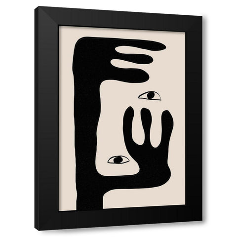 Abstract Face No2. Black Modern Wood Framed Art Print by The Miuus Studio