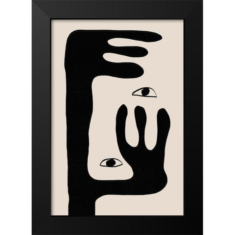 Abstract Face No2. Black Modern Wood Framed Art Print by The Miuus Studio