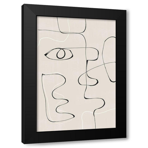 Abstract Face No2. Black Modern Wood Framed Art Print by The Miuus Studio