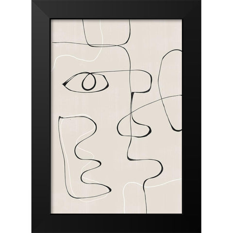Abstract Face No2. Black Modern Wood Framed Art Print by The Miuus Studio