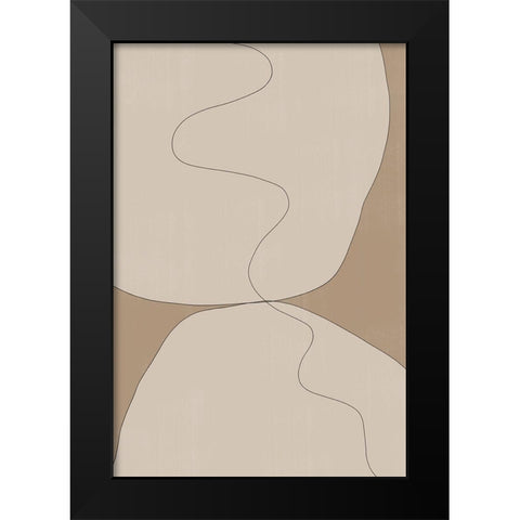 Beige Stones Black Modern Wood Framed Art Print by The Miuus Studio