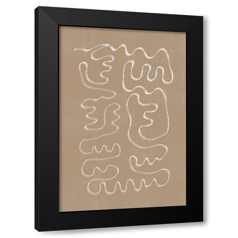 Abstract Lines No1. Black Modern Wood Framed Art Print with Double Matting by The Miuus Studio