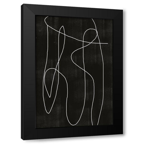 Abstract Line No2. Black Modern Wood Framed Art Print by The Miuus Studio