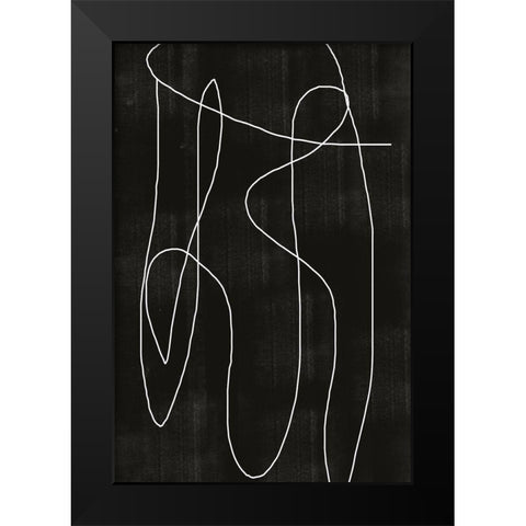 Abstract Line No2. Black Modern Wood Framed Art Print by The Miuus Studio