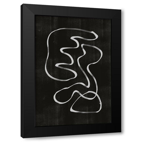 Abstract Line No3. Black Modern Wood Framed Art Print with Double Matting by The Miuus Studio