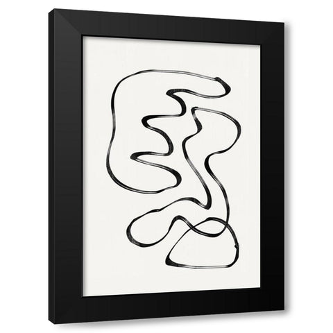 Abstract Line No4. Black Modern Wood Framed Art Print with Double Matting by The Miuus Studio
