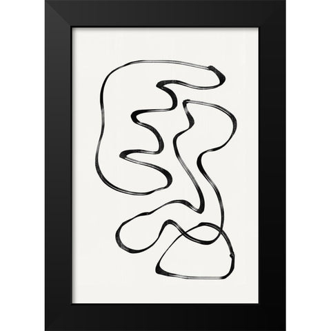 Abstract Line No4. Black Modern Wood Framed Art Print by The Miuus Studio