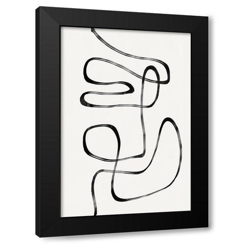Abstract Line No5. Black Modern Wood Framed Art Print with Double Matting by The Miuus Studio