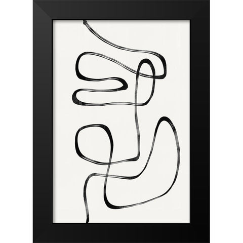 Abstract Line No5. Black Modern Wood Framed Art Print by The Miuus Studio