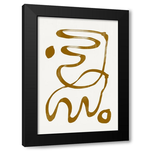Abstract Line No6. Black Modern Wood Framed Art Print with Double Matting by The Miuus Studio