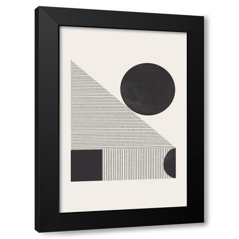 Composition IX Black Modern Wood Framed Art Print with Double Matting by The Miuus Studio