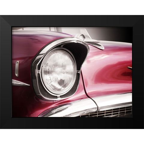 American classic car Bel Air 1957 Headlight Black Modern Wood Framed Art Print by Gube, Beate