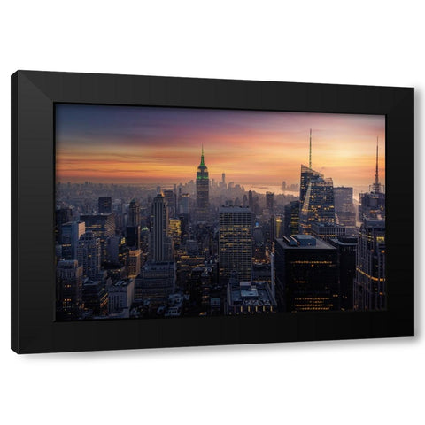 Big Apple Black Modern Wood Framed Art Print by Ruiz Dueso, Jorge