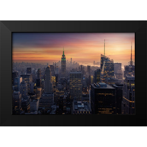 Big Apple Black Modern Wood Framed Art Print by Ruiz Dueso, Jorge
