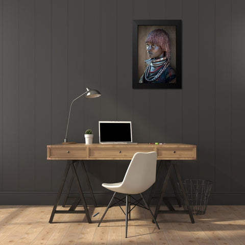 Hamar Woman Black Modern Wood Framed Art Print by Cole, Trevor