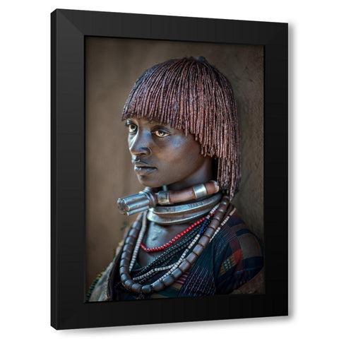 Hamar Woman Black Modern Wood Framed Art Print with Double Matting by Cole, Trevor