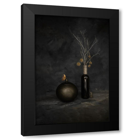 In a Dark Corner Black Modern Wood Framed Art Print by Kiral, Cicek