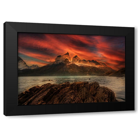 Mountain color Black Modern Wood Framed Art Print with Double Matting by Su, Yuan