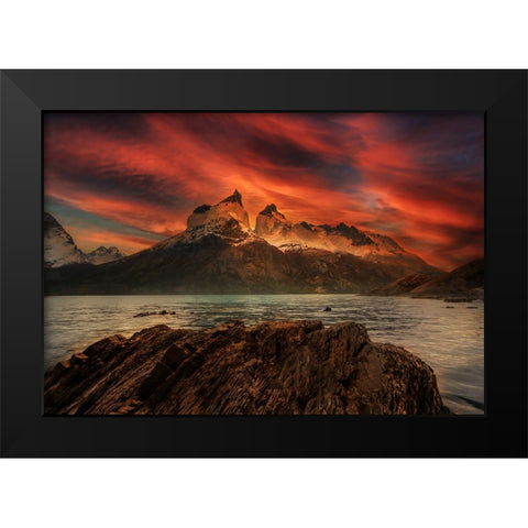 Mountain color Black Modern Wood Framed Art Print by Su, Yuan