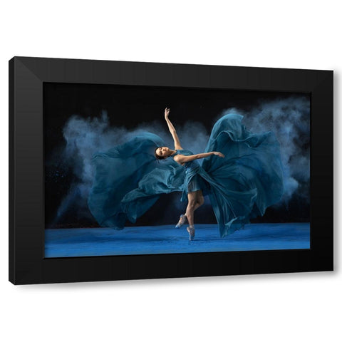 Rasa Ballerina Black Modern Wood Framed Art Print with Double Matting by Suhardjo, Lisdiyanto