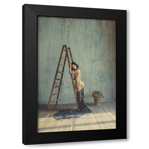 Belle Fleur Black Modern Wood Framed Art Print by InTheMoment