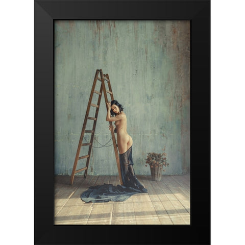 Belle Fleur Black Modern Wood Framed Art Print by InTheMoment