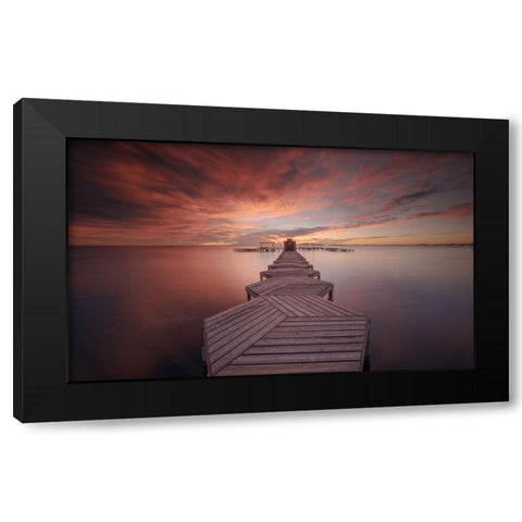Amanecer en el balneario Black Modern Wood Framed Art Print with Double Matting by Tobarra Narro, Doroteo