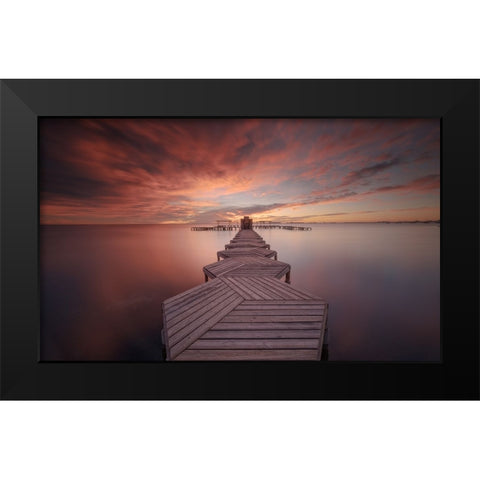 Amanecer en el balneario Black Modern Wood Framed Art Print by Tobarra Narro, Doroteo