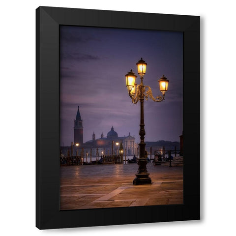 Sunrise in Venice Black Modern Wood Framed Art Print with Double Matting by Lopez, Bartolome