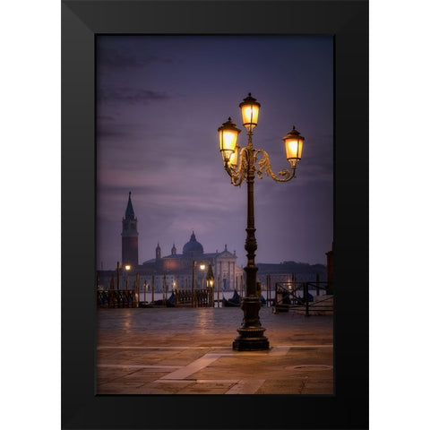 Sunrise in Venice Black Modern Wood Framed Art Print by Lopez, Bartolome