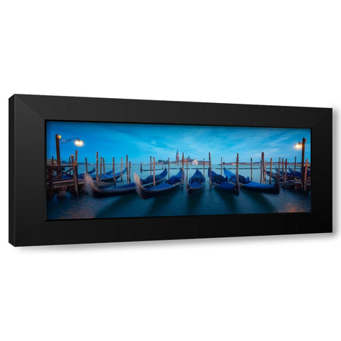 Venice Blue Black Modern Wood Framed Art Print by Lopez, Bartolome