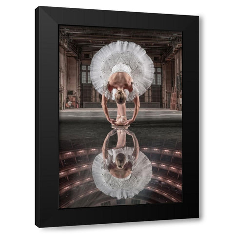 BallerinaStage Black Modern Wood Framed Art Print with Double Matting by Egger, Marcel