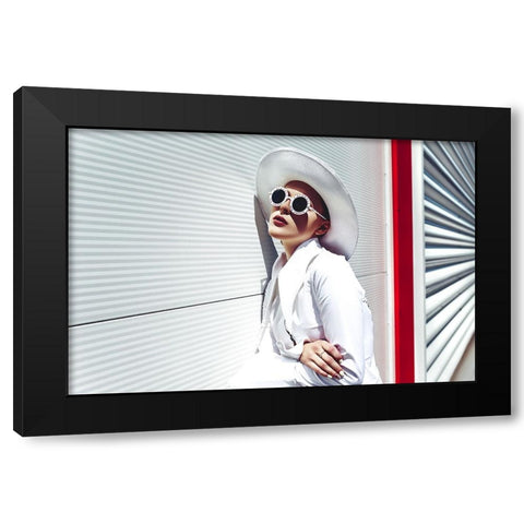 Crossing the Red Line Black Modern Wood Framed Art Print with Double Matting by Bolgov (Axe), Ruslan