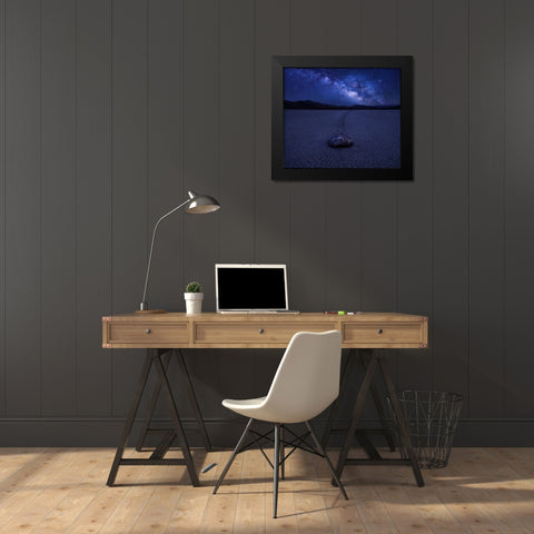 Milky Way Over The Racetrack Black Modern Wood Framed Art Print by Zhang, Anna