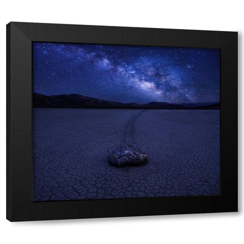 Milky Way Over The Racetrack Black Modern Wood Framed Art Print by Zhang, Anna
