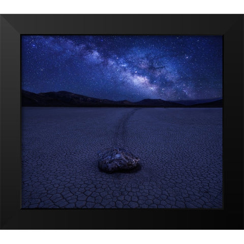 Milky Way Over The Racetrack Black Modern Wood Framed Art Print by Zhang, Anna