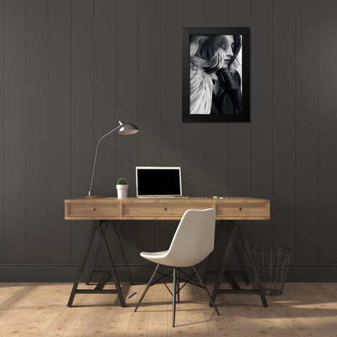 Profiles Black Modern Wood Framed Art Print by Bousca, Bogdan
