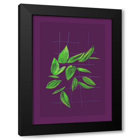 Grid leaves 2 Black Modern Wood Framed Art Print with Double Matting by Woelders, Tania Sloth
