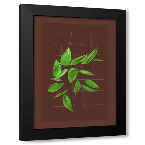 Grid leaves 3 Black Modern Wood Framed Art Print by Woelders, Tania Sloth